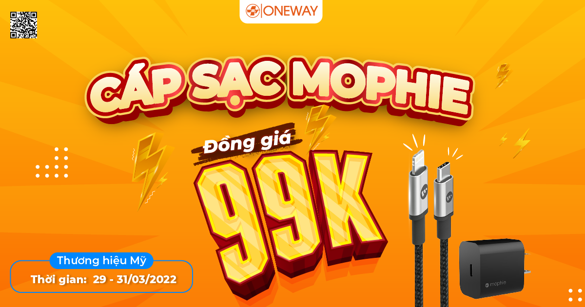 Ưu đãi tháng 3 sale thả ga: Phụ kiện Mophie ĐỒNG GIÁ 99K, GIẢM 50%/GNY tại Oneway