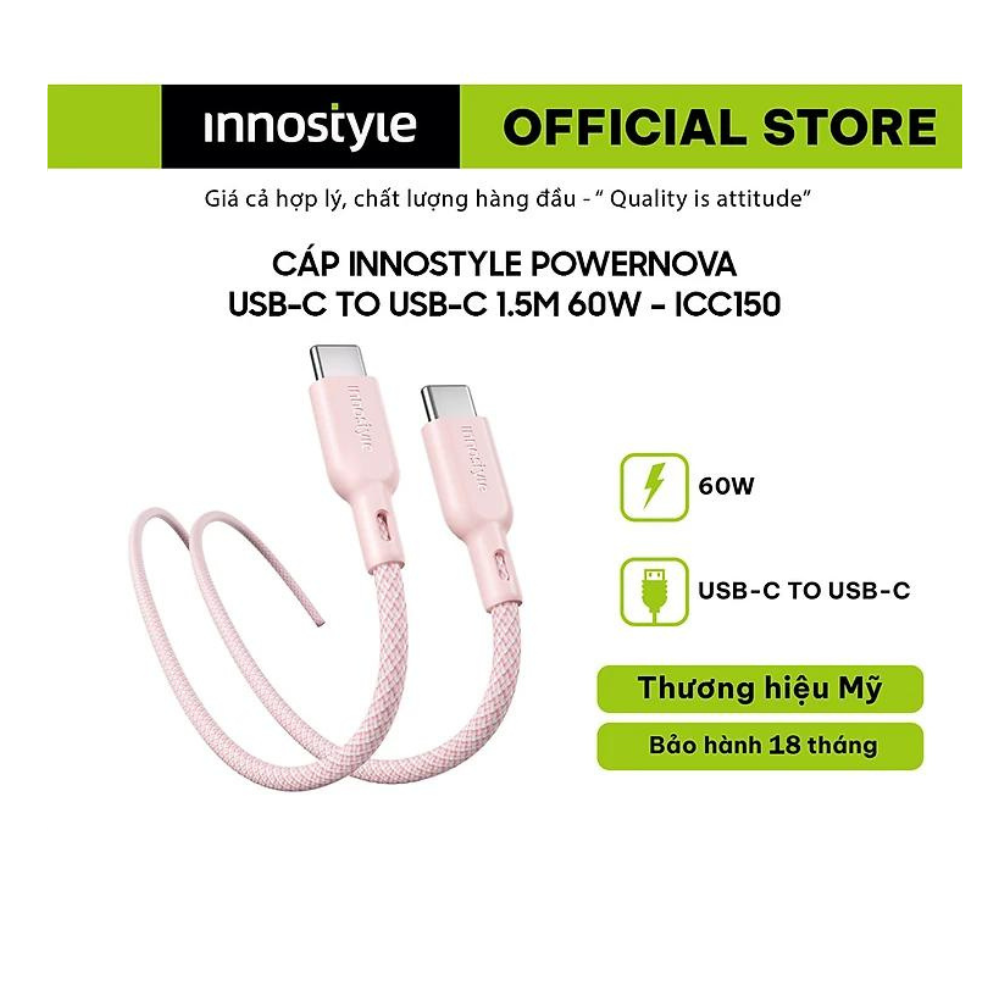 CÁP INNOSTYLE POWERNOVA USB-C TO USB-C 1.5M 60W – ICC150