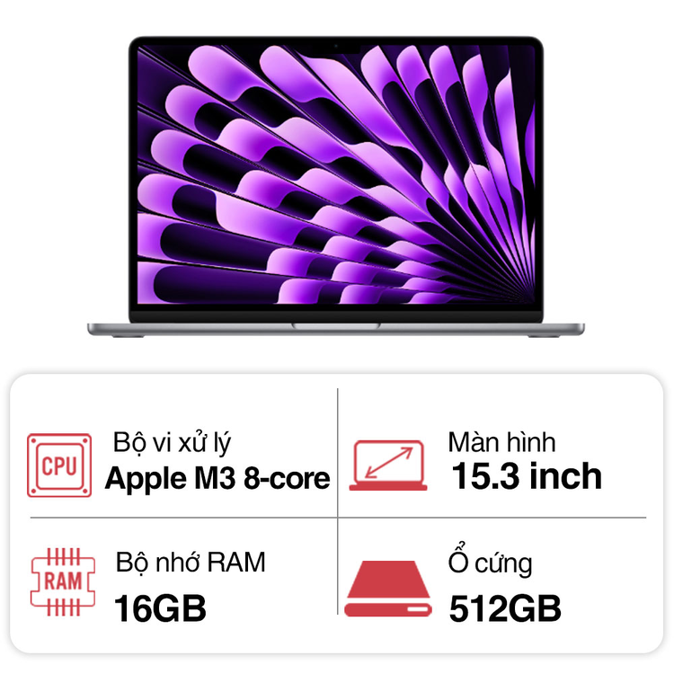 MacBook Air M3 15 inch 2024 16GB 512GB 