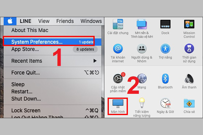 Chọn System Preferences trong Menu Apple