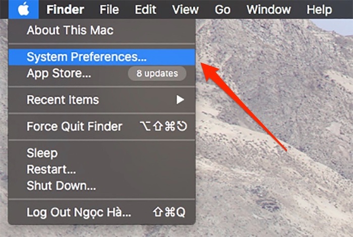 Nhấp chọn System Preferences