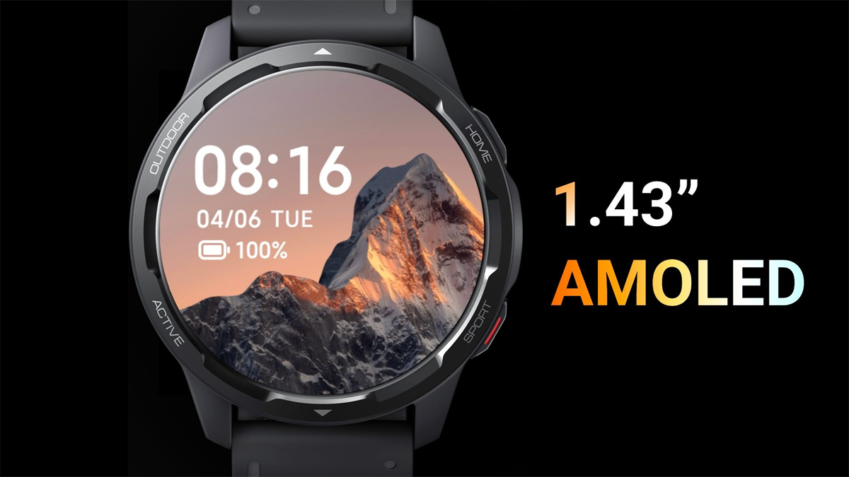 Xiaomi Watch S1 Active có màn hình Amoled 1.43” hiển thị rõ nét