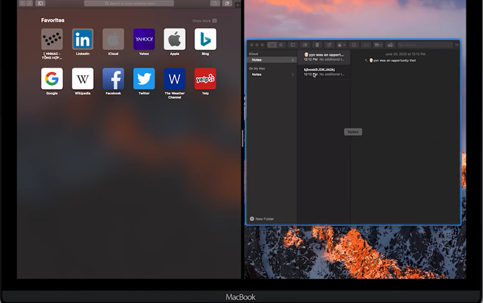 Một bên còn lại chỉ cần nhấn chuột vào là có thể chia đôi màn hình MacBook