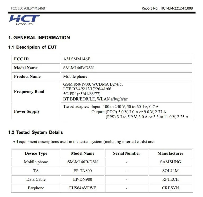 Samsung Galaxy M14 5G được phát hiện trên FCC