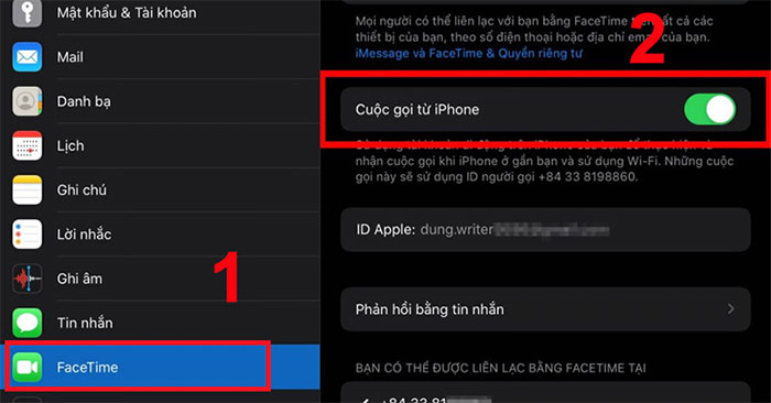 Cách động bộ cuộc gọi trên ipad