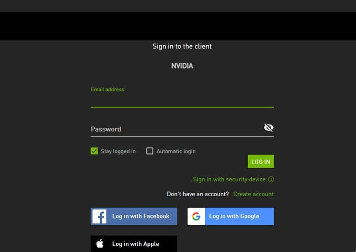 Đăng nhập NVIDIA bằng tài khoản Apple