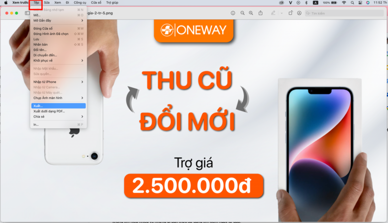 Thay đổi định dạng Tệp MacBook trong ứng dụng Xem trước (Oneway)