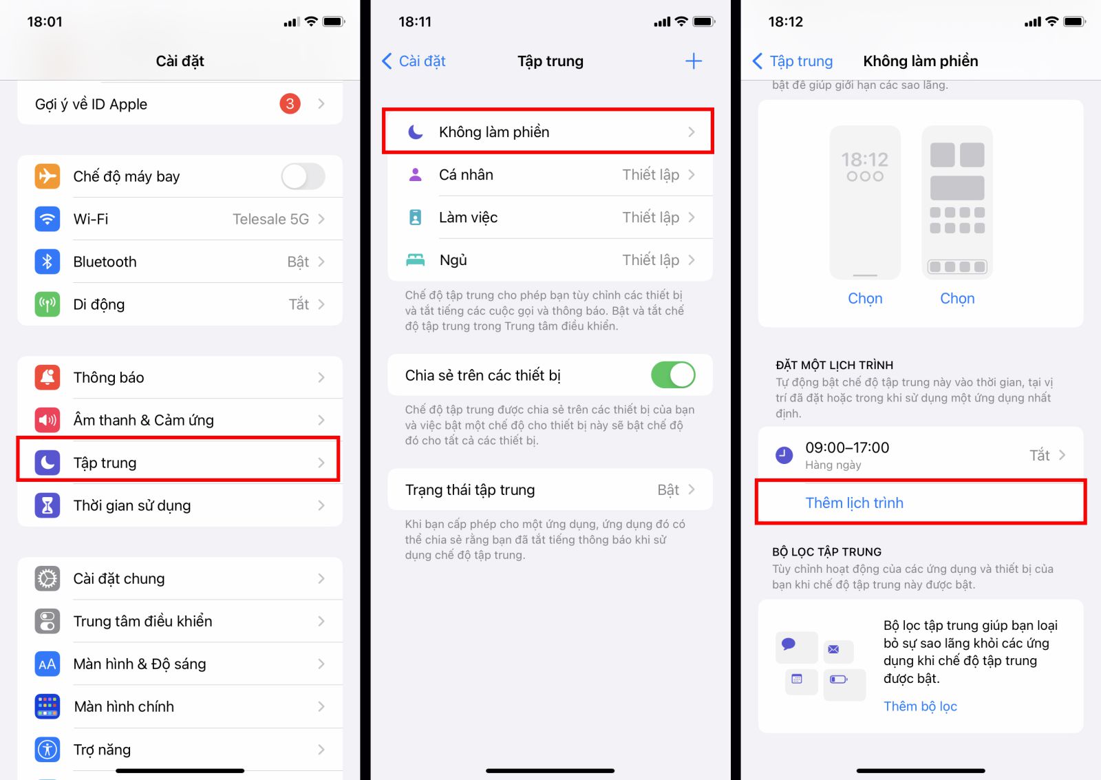 Cách bật tự động chế độ Không làm phiền trên iPhone