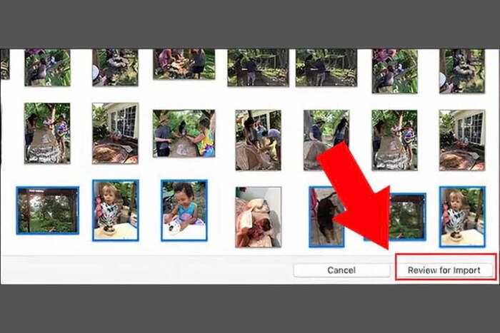 Nhấn Review for Import để xem ảnh mới xuất từ iPhone sang MacBook