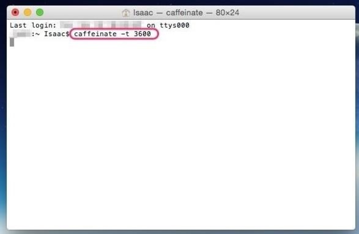 Cửa sổ Terminal sẽ hiện lên, bạn gõ dòng lệnh caffeinate