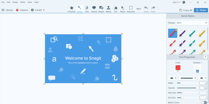 Giao diện Snagit Editor