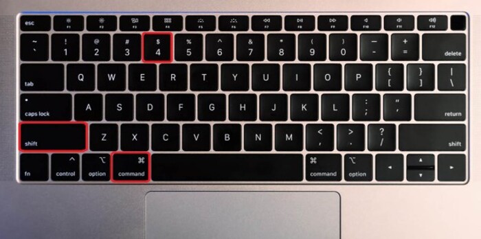 Nhấn tổ hợp phím Shift + Command (⌘) + 4