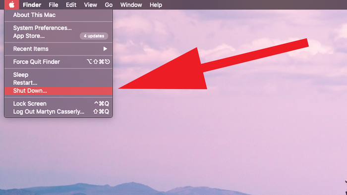 Nhấn Shut Down để tắt MacBook Air