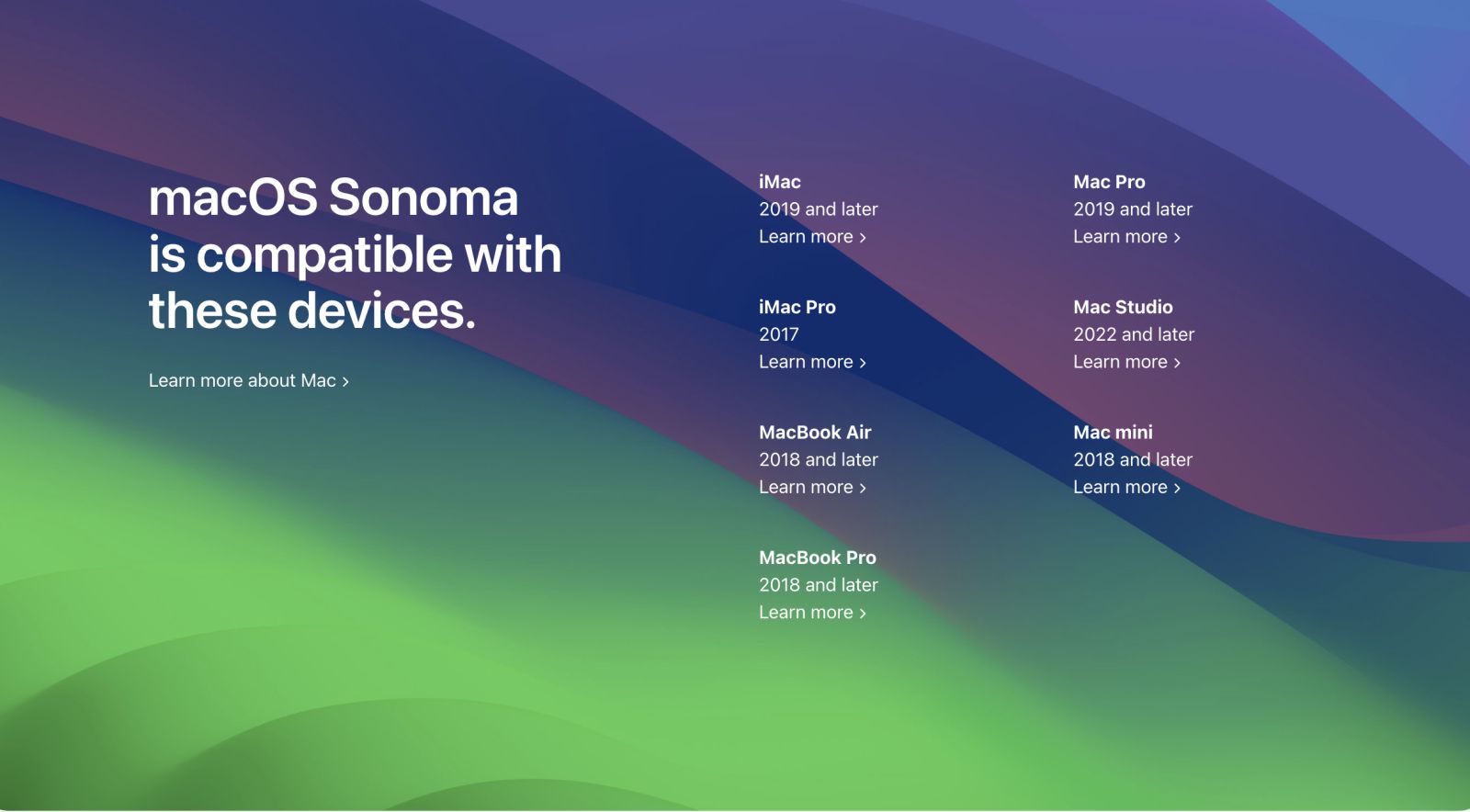 Các thiết bị tương thích với macOS Sonoma