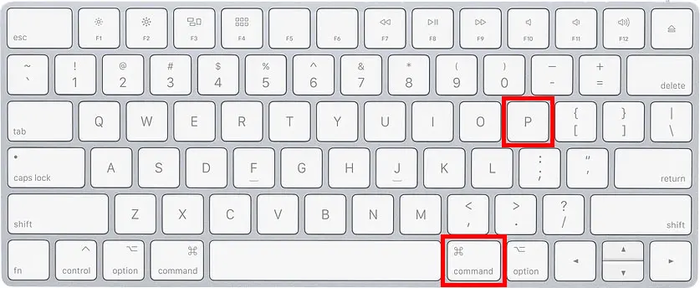 Bấm tổ hợp phím Command + P để khởi động lệnh in