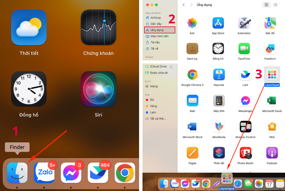 Các bước thêm Launchpad và Dock