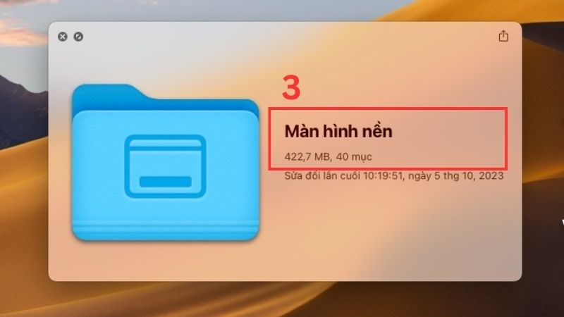 Màn hình hiển thị thông tin của file/thư mục và có dữ liệu về dung lượng để bạn nắm rõ 