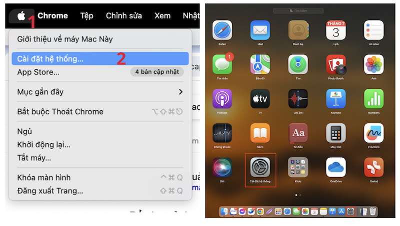 Chọn menu Apple > Cài đặt hệ thống