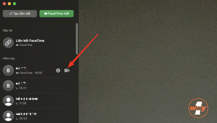 Lựa chọn gọi FaceTime cho những liên hệ gần đây