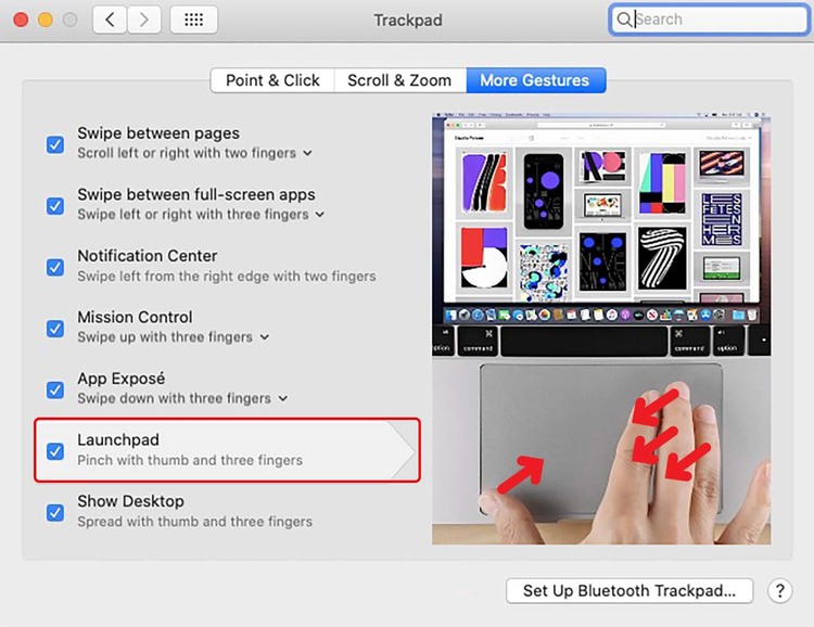 Launchpad bằng Trackpad