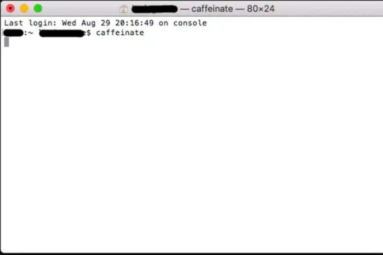 Gõ lệnh “caffeinate” trên Terminate