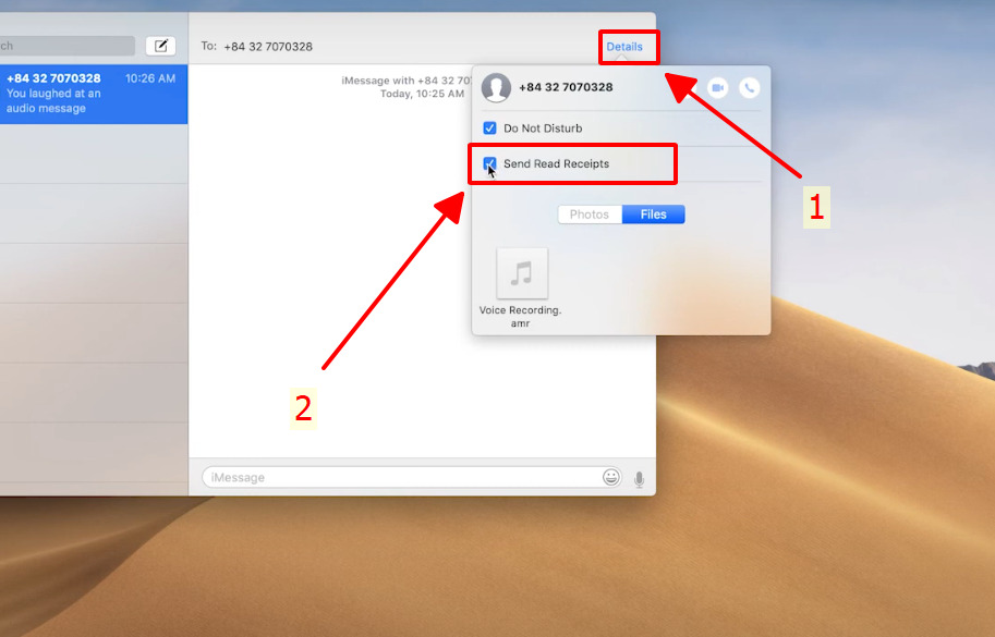 Chọn Gửi thông báo đã đọc (Send Read Receipts) để MacBook không gửi tin “đã xem” cho đối phương