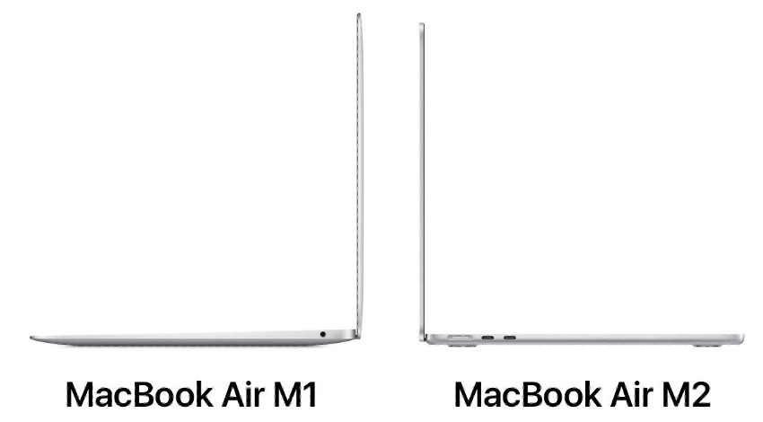 Sự khác biệt trong thiết kế giữa phiên bản MacBook Air M1 và M2