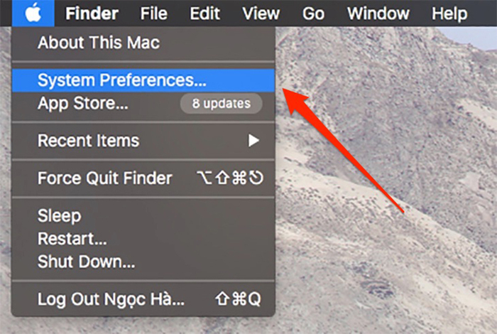 Chọn System Preferences