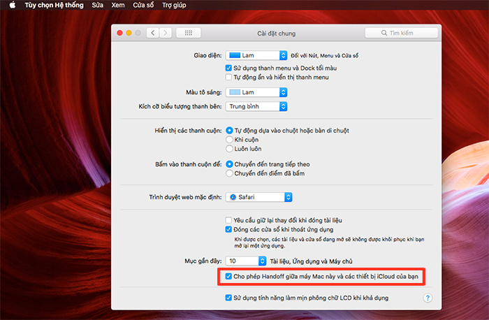 Bật tính năng Handoff trên Macbook
