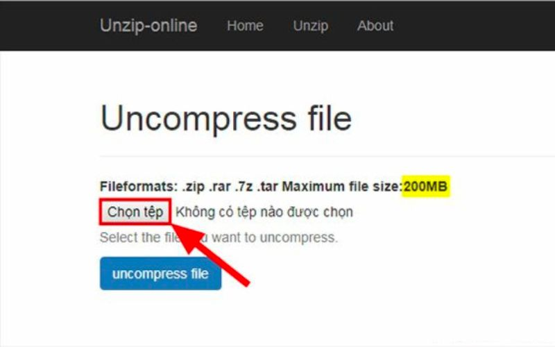 Nhấp vào Choose File