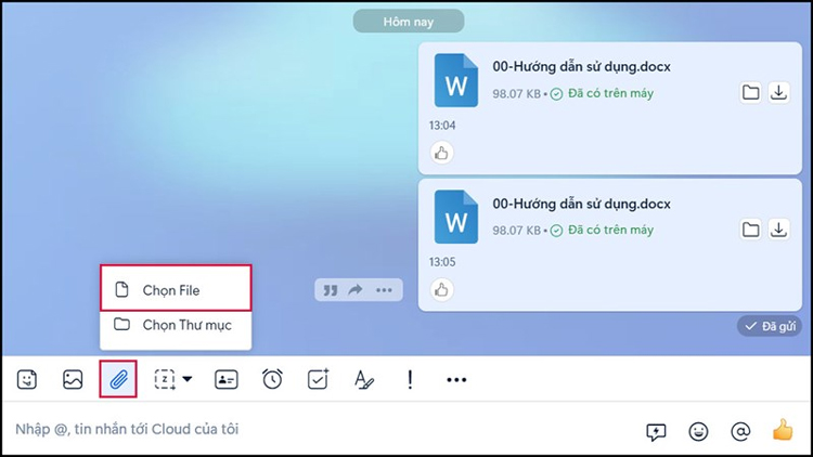 Bạn chọn vào biểu tượng đính kèm file