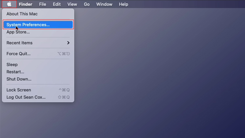 Chọn System Preferences