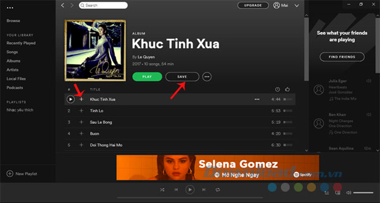 Cách tải bài hát từ ứng dụng Spotify vào danh sách phát nhạc