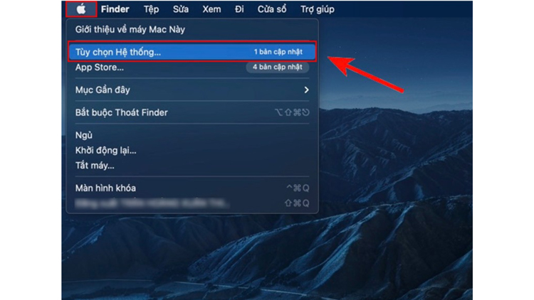 Chọn Tùy chọn hệ thống trong menu Apple