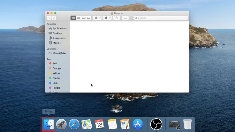 Chọn vào biểu tượng Finder trên thanh Dock MacBook