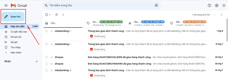 Mở Gmail và soạn thư mới