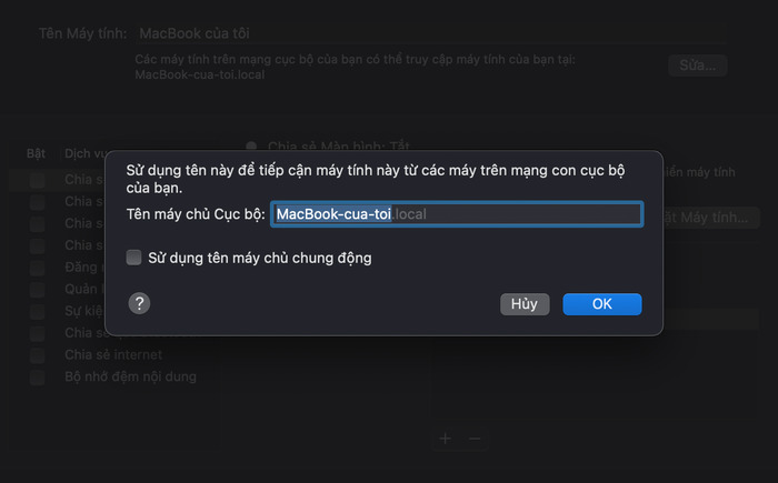 Nhập tên máy và chọn ok