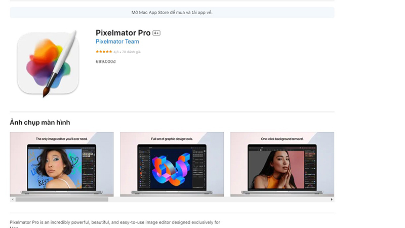 Mức giá Pixelmator Pro 
