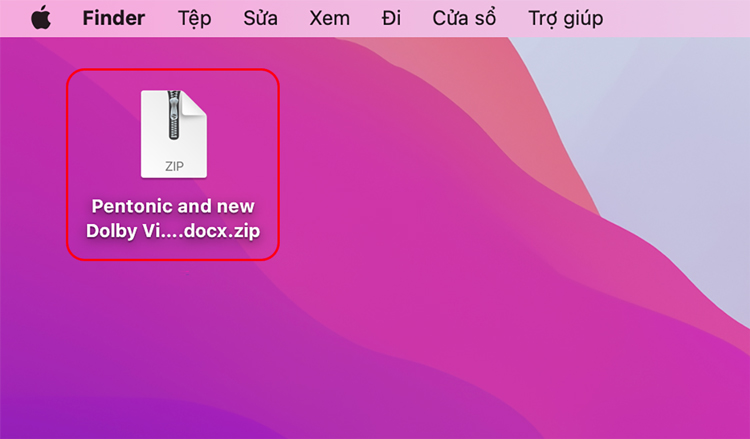 Sau khi nén file zip trên Macbook, file sẽ hiển thị dạng đuôi “.zip”