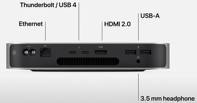 Mac Mini sở hữu số lượng cổng lớn đáp ứng tốt nhu cầu kết nối của người dùng