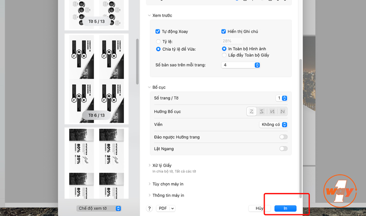 Thao tác cuối cùng để in file PDF