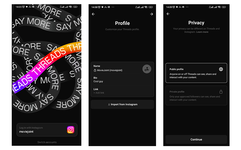 Làm theo các bước tạo tài khoản Threads