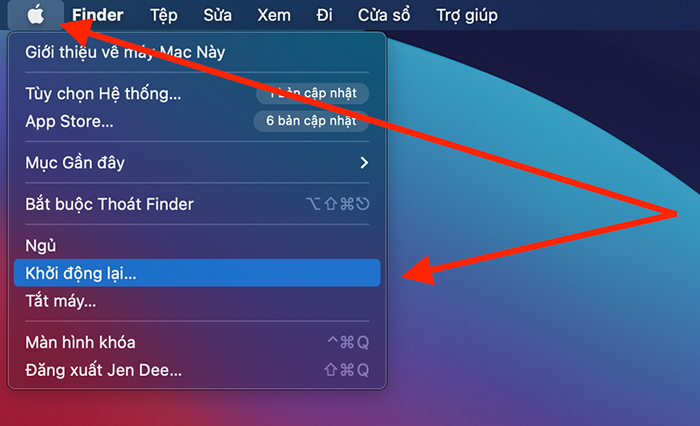 Khởi động lại máy khi Macbook Air M2 bị đơ