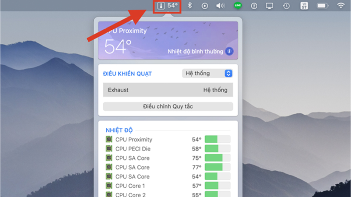 Đo nhiệt độ Macbook M2 bằng Temp Monitor
