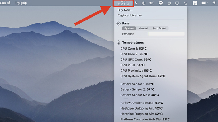 Cách kiểm tra nhiệt độ Macbook M2 bằng TG Pro