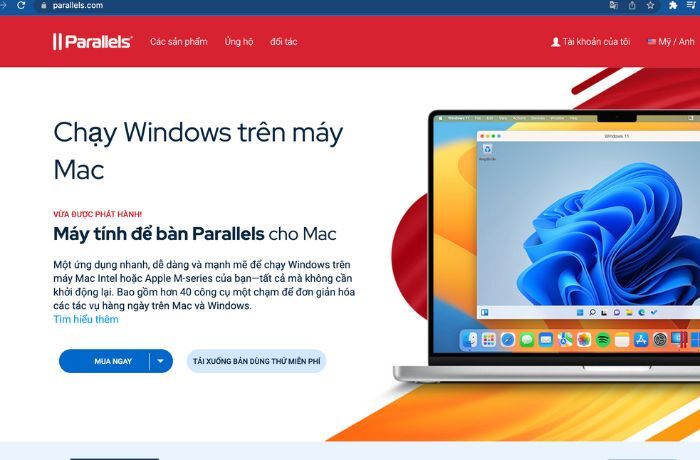 Truy cập vào website Parallels để cài đặt ứng dụng Parallels Desktop