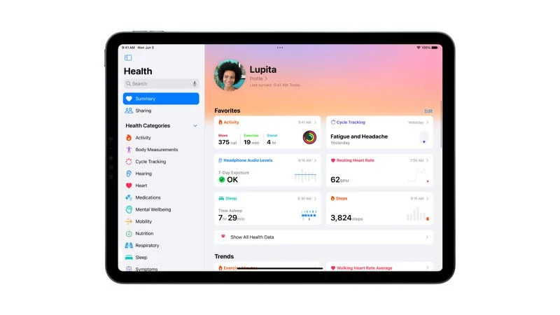 Ứng dụng Health dành cho iPad